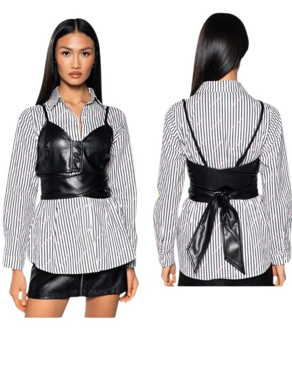 Akira 2pcs Leather Wrap Bustier & Top